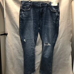 ANA Women's Mid Rise Boyfriend Medium Blue Distressed Jeans, 16W, NWT